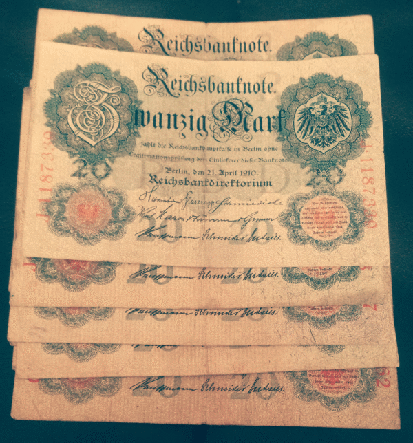 German 20 Mark Banknote 1910/1914 Vintage Note
