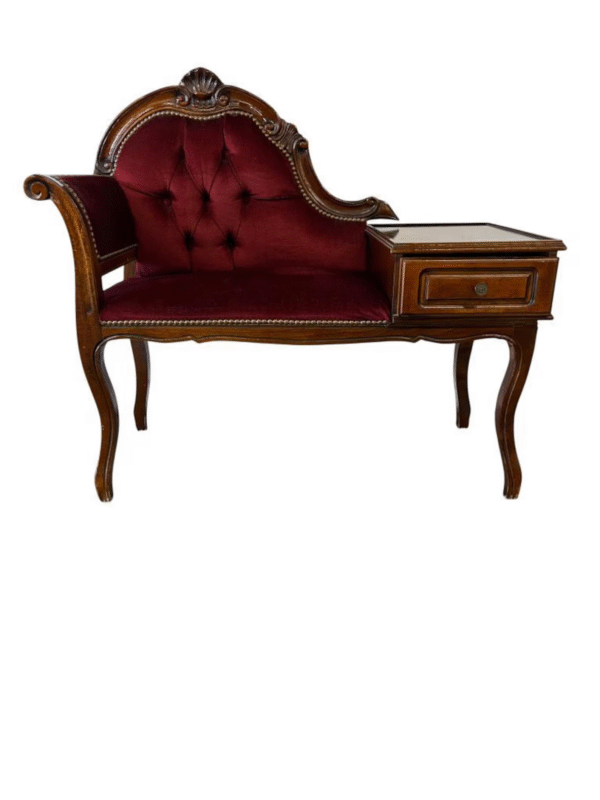 Vintage Baroque Telephone Bench with Side Table