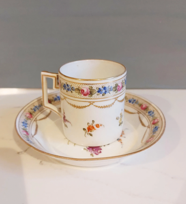 German Demitasse Cup & Saucer by Oscar Schlegelmilch - Late 1800s, Beehive Mark